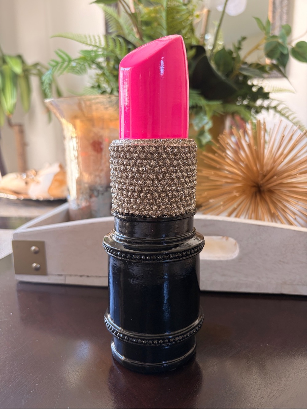 Decorative Hot Pink Lipstick Accent- 9” x 3”